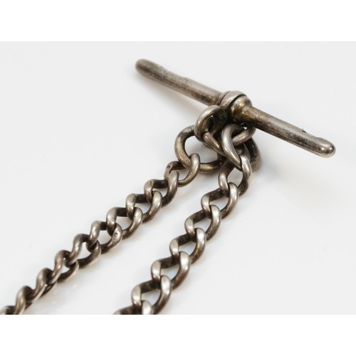 48 - A silver single curb link watch chain, Birmingham 1895, 44cm, 41gm