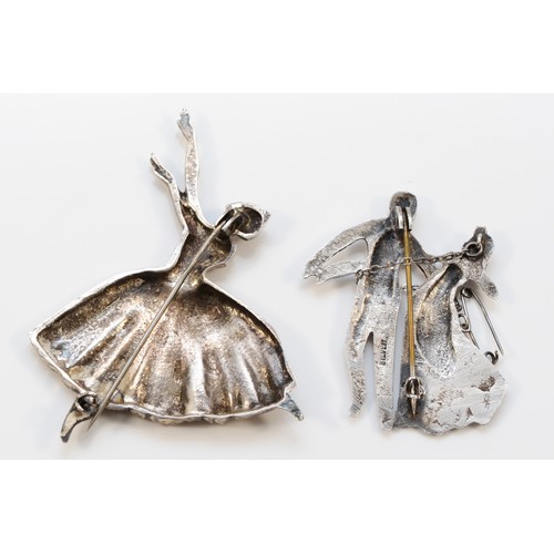 65 - Frederick Massingham for D H Philips, a silver ballerina brooch, Birmingham 1947, 7cm, and another s... 