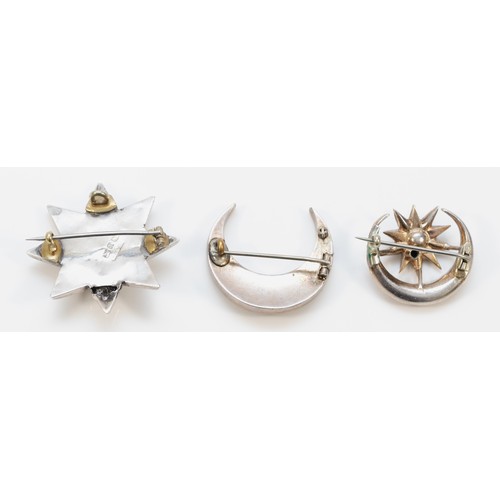 70 - A Victorian silver and paste star brooch, Birmingham 1890, 35mm and two other Victorian unmarked sil... 