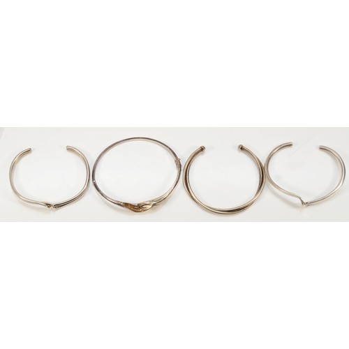 72 - Four 925 silver bangles, 62gm