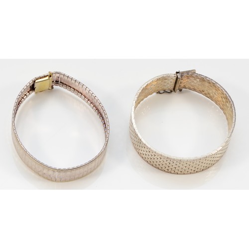 87 - An etched silver bracelet 18.5cm and an Italian silver and gilt bracelet, 67gm