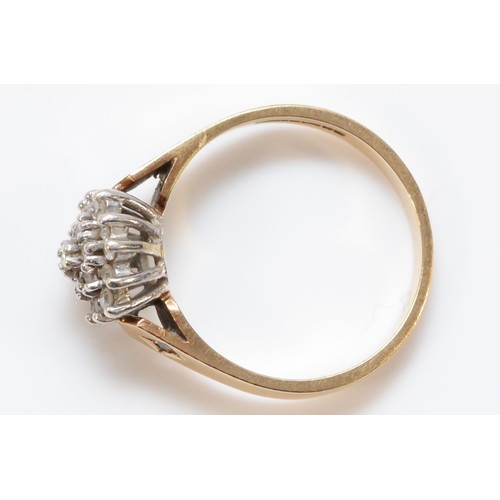 125 - A 9ct gold single cut diamond cluster ring, L, 2.3g