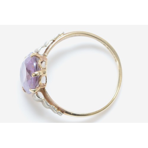 147 - A 9ct gold amethyst cocktail ring, Birmingham 1973, 12mm x 10mm amethyst, Q, 2.5g