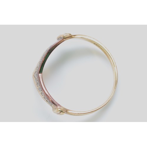 264 - A 9ct gold diamond wishbone ring, London 1982, P, 2.2g