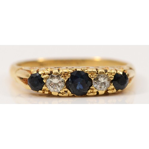 312 - An 18ct gold sapphire and diamond dress ring, P 1/2, 4.3g