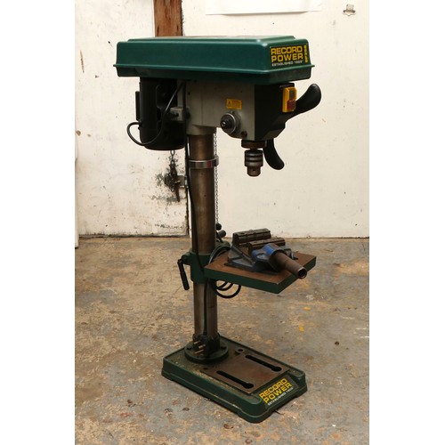 10 - A Record power bench drill with vice and chuck key. (Model DP25, 240V)