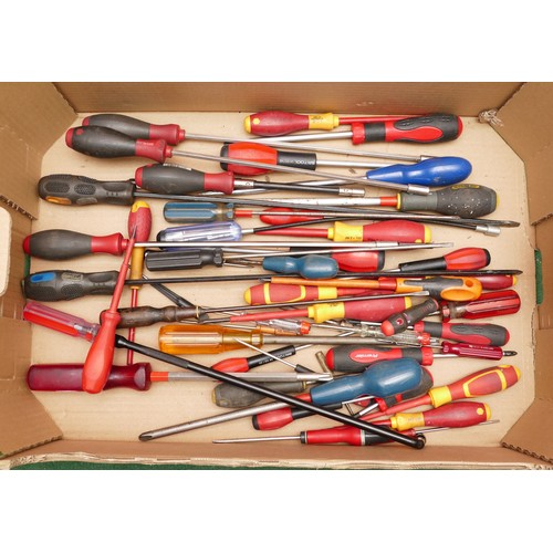 34 - A large collection of different screwdrivers including, long reach, angle driver and flexi shaft dri... 