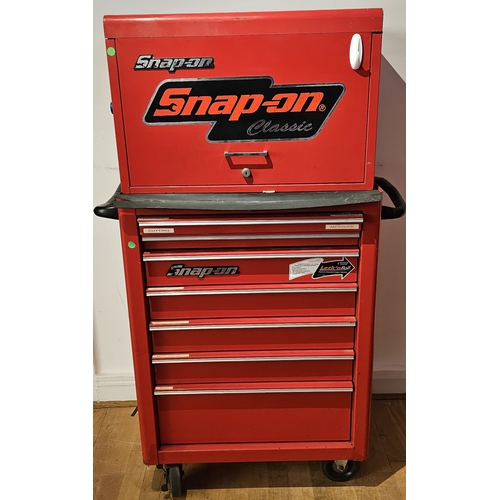 49 - A Snap on Roller tool chest, top chest, model KRA2055 mounted on a roller cabinet base, KRA2007, wit... 