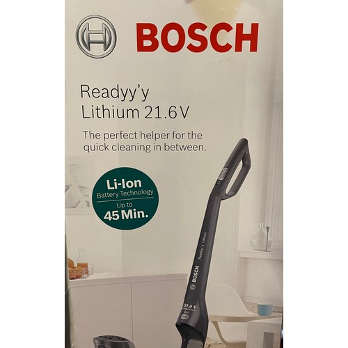 116 - A Bosch 'Readyy'y' cordless vacuum cleaner, boxed with charger, together with two unboxed examples (... 