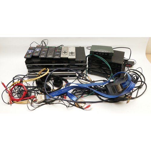 121 - A group of Hi-Fi/electrical items, comprising two Sony BDP-5380 blue ray DVD players, with remotes, ... 