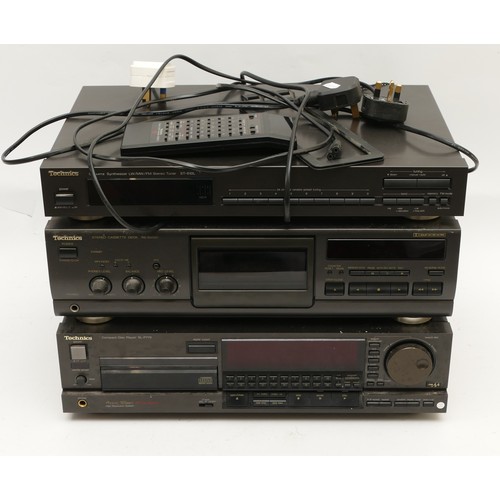 123 - Technics Hi-Fi stack system, comprising compact disc player SL-P770, cassette deck RS-BX501, and a s... 