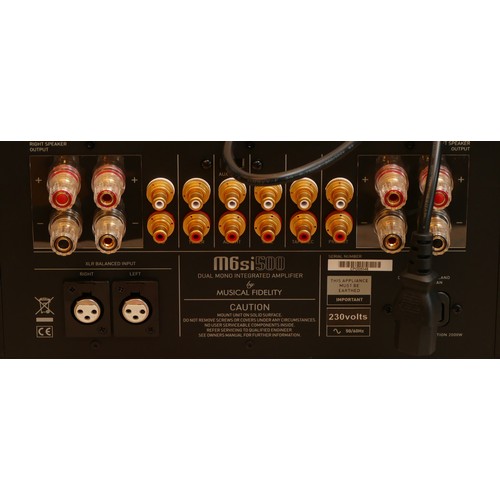 127 - A Musical Fidelity M6-S1 500 dual mono integrated amplifier, with remote, AC lead, and installation ... 