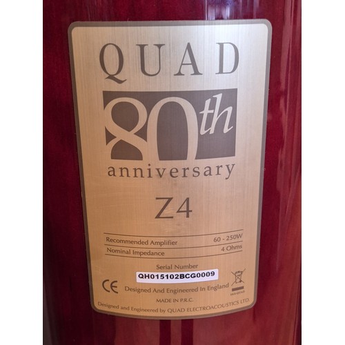 128 - A pair of Quad Z4 '80th Anniversary' edition free standing Hi-Fi speakers.

Specifications. 
Enclosu... 