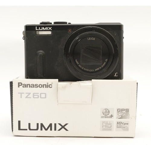 168 - A Panasonic TZ60 digital camera, with an in-built Leica lens, in box.