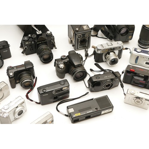 230 - A collection of cameras and camera accessories, to include, Fujifilm FinePix S4500, Canon Powershot ... 