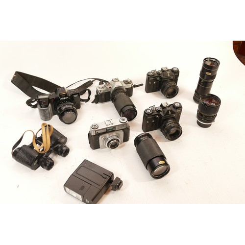 240 - A collection of cameras, camera accessories and binoculars, to include, Carl Zeiss Jena Jenoptem, 8 ... 