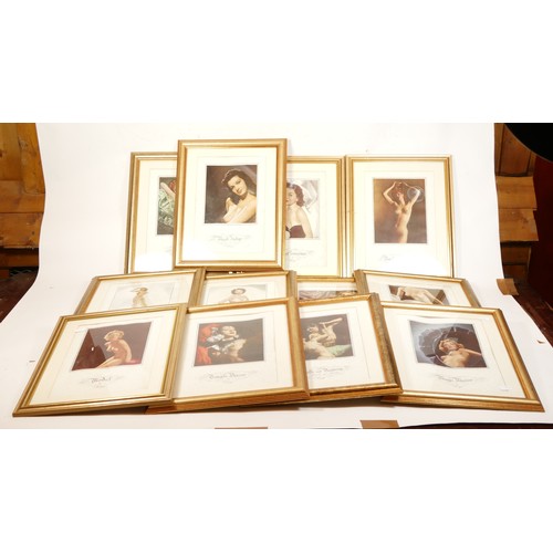 280 - Twelve gilt framed erotic pictures 40.5cm x 33cm.