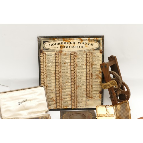 288 - A 1930s Charles Letts & Co 'Household Wants Indicator' shopping list, the board having adjustable fl... 