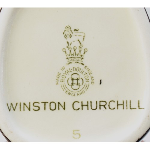 313 - A Royal Doulton character mug of a seated Churchill, 13.5cm, a Royal Doulton Series ware sugar bowl ... 