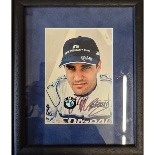 261 - Juan Pablo Montoya, a signed Compaq sponsored helmet visor, together with a CoD from the F1 Shop in ... 