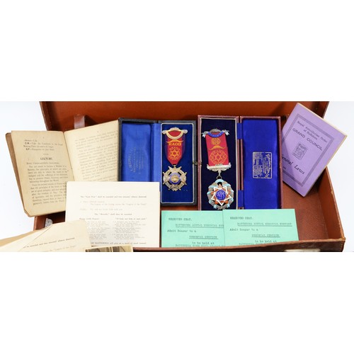 353 - A pair of silver R.O.A.B medals, 51gm, together with other memorabilia, case