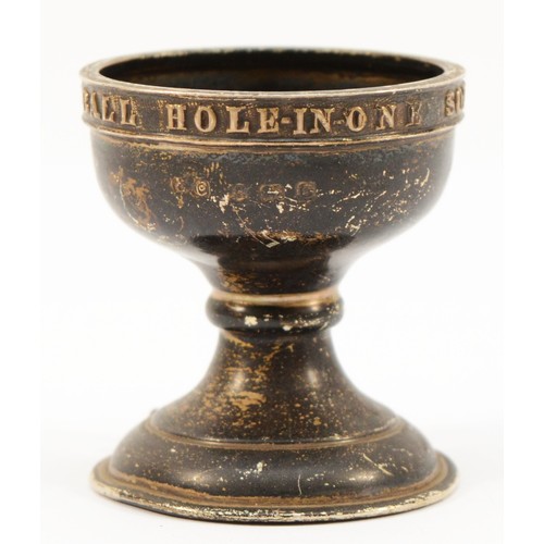 416 - A silver Dunlop Golf souvenir egg cup, Birmingham 1931, 23gm.