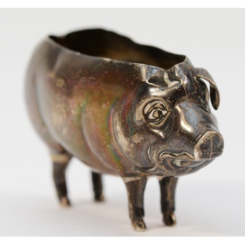 423 - An Edwardian novelty silver pin cushion modelled as a pig, by  Adie and Lovekin Ltd, Birmingham 1913... 