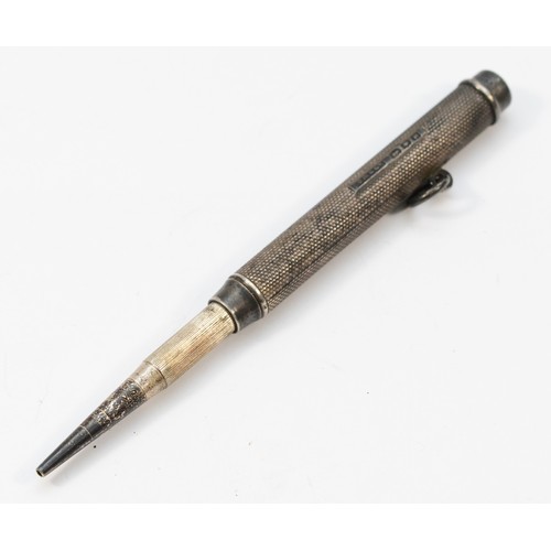 429 - A silver propelling pencil, London 1896, by S Mordan & Co Ltd, engraved H.M.C, 12cm extended.