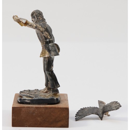 447 - A Silver ornament of 'The Falconer' made by Ammonite Ltd, Birmingham 1979, base marked Birmingham 19... 