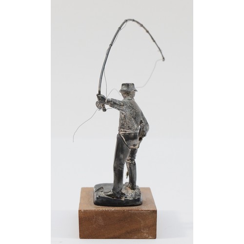 448 - A Silver ornament of 'Salmon Fisherman', by Ammonite Ltd, Birmingham 1979, base marked Birmingham 19... 