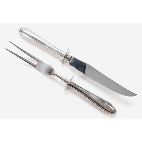 453 - Hampton, an unused stainless steel carving knife and fork, cased