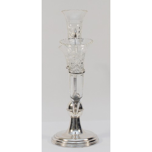 487 - An EPNS and cut glass epergne, 33cm.
One glass cracked