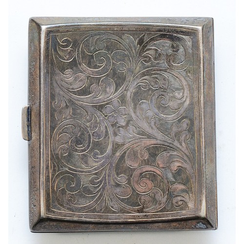 504 - A silver cigarette case, Birmingham 1929, 9x8cm, 83gm.