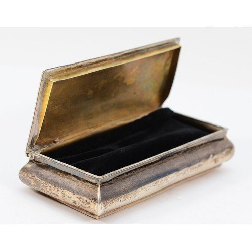 509 - A rectangular silver trinket box, Chester 1898, with later velvet, 10 x 4.5 x 2cm, 60gm