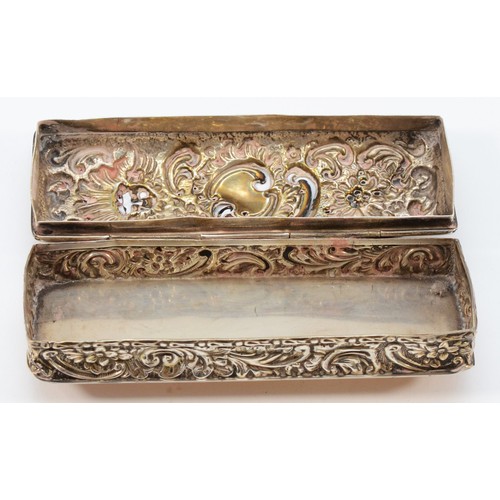 515 - An Edwardian silver trinket box, Nathan &  Haynes, Chester 1902, 13 x 4.5 x 2.5cm, 98gm, many holes