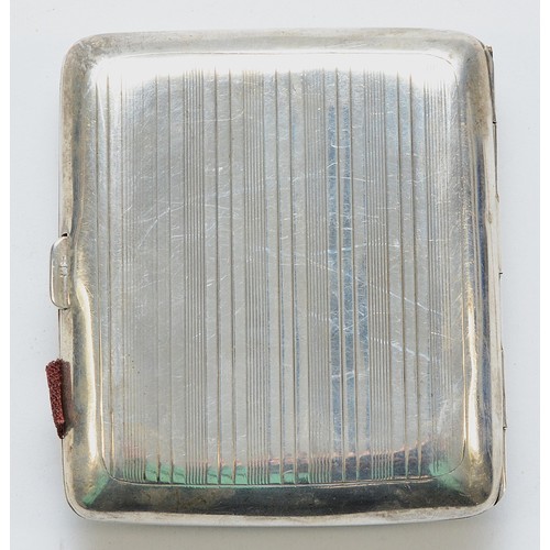 523 - A silver cigarette case with engraved initials to the front, Birmingham 1910, 8.5 x 8cm, 84gm.