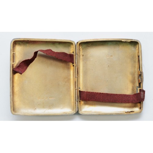 523 - A silver cigarette case with engraved initials to the front, Birmingham 1910, 8.5 x 8cm, 84gm.