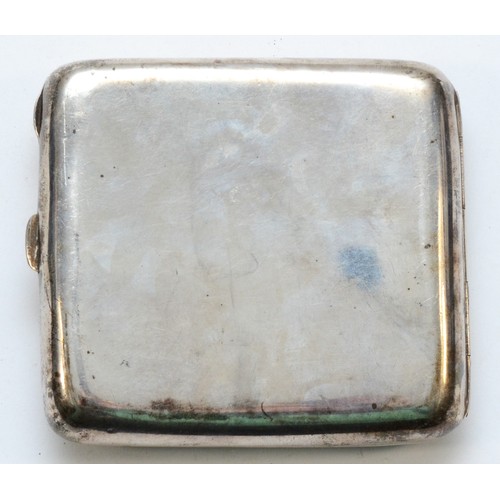 524 - A silver cigarette case with engraved initials to the front, Birmingham 1919, 8.5 x 9.5, 109gm