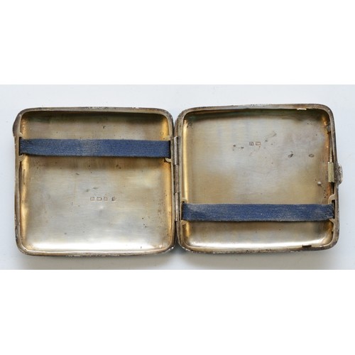 524 - A silver cigarette case with engraved initials to the front, Birmingham 1919, 8.5 x 9.5, 109gm