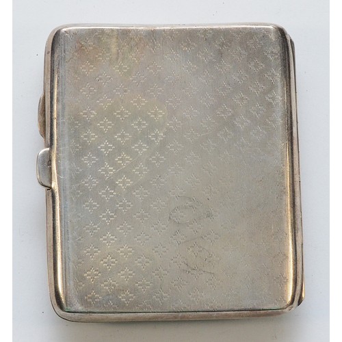 525 - A silver cigarette case with engraved initials to the front, Birmingham 1927, 8.5 x 8cm, 87gm.