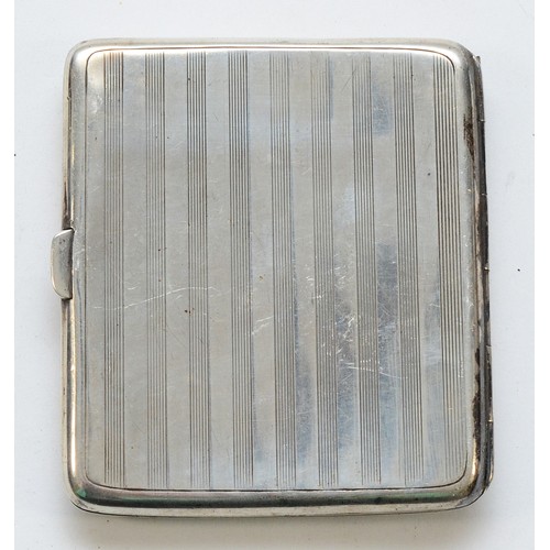 526 - A silver cigarette case with engraved initials to the front, Chester 1911, 8x7.5cm, 78gm.