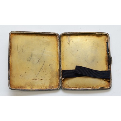 526 - A silver cigarette case with engraved initials to the front, Chester 1911, 8x7.5cm, 78gm.