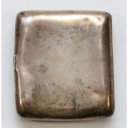 528 - A silver cigarette case with engraved initials to the front, Birmingham 1913, 8.5x7.5, 81gm.