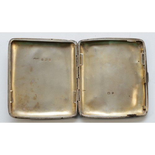 528 - A silver cigarette case with engraved initials to the front, Birmingham 1913, 8.5x7.5, 81gm.