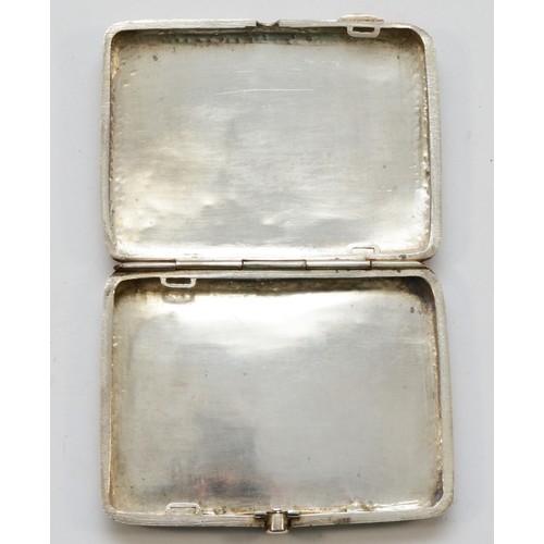 529 - A Persian unmarked silver cigarette case, 9x7cm, 98gm.