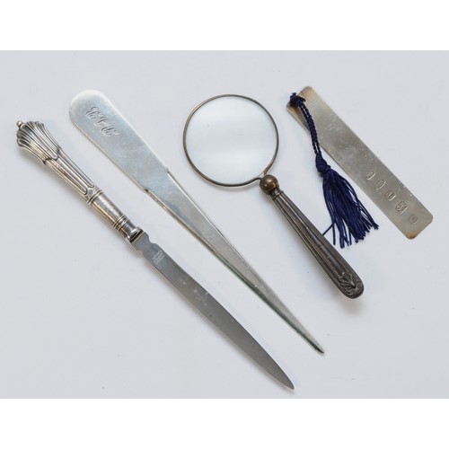 547 - A silver letter opener, by Links of London, Edinburgh 2002. another silver letter opener, a book mar... 