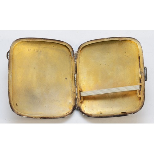 554 - A silver cigarette case, Birmingham 1916, 9x8cm, 77gm.