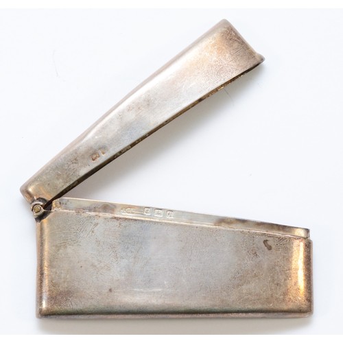 571 - A silver arched card case, Birmingham 1915, 42gm