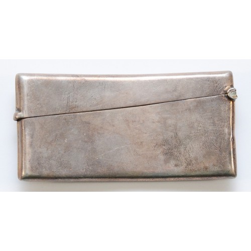 571 - A silver arched card case, Birmingham 1915, 42gm