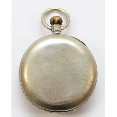 597 - Omega, a nickel keyless wind open face pocket watch, movement number 4313233.
Working when catalogue... 